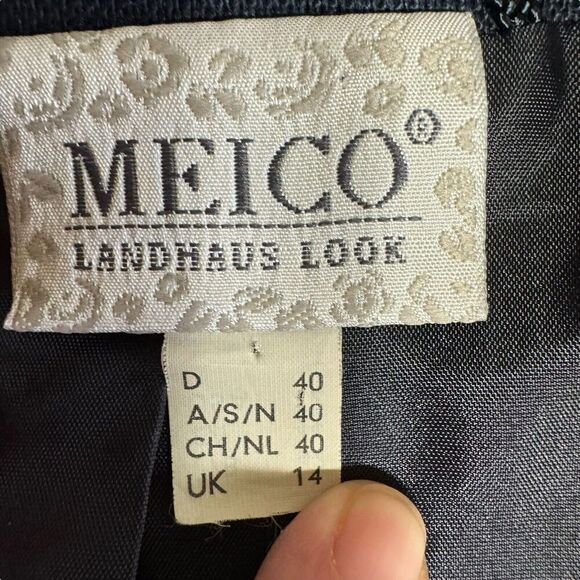 Meico Landhaus Look Jacket Womens Flax Blue Artsy Buttons Sz 12 Lined Classic - Picture 7 of 13